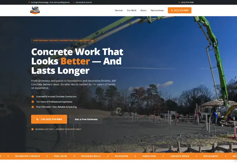 JMF Concrete website sample build