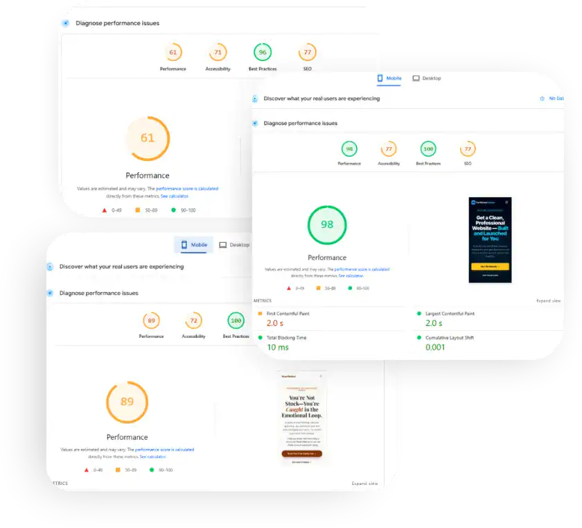 Page speed optimization visual